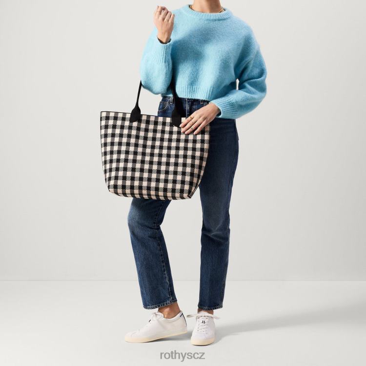 černý a plátěný gingham Taška 4266F180 Rothy\'s ženy lehká taška